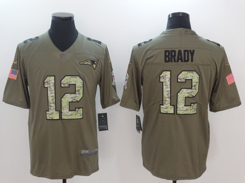 Men New England Patriots #12 Brady Camo Nike Olive Salute To Service Limited NFL Jerseys->oakland raiders->NFL Jersey